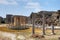 Ruins of agora, ancient city in Side in a beautiful summer day, Antalya, Turkey