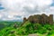 The ruins of Amberd Fortress and the Orthodox Church in the mountains