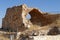 Ruins of ancient arch or vault of medieval Kerak castle in Jordan