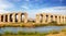 Ruins of ancient bridge. Hampi, India.