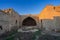 Ruins of an ancient caravanserai of the 15th century, located in the Gobustan steppes, Azerbaijan