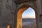 The ruins of an ancient caravanserai in the desert