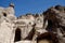 Ruins of ancient cave church in Cappadocian rocks,Ihlara valley