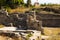 Ruins of the ancient city remains  of Side in Turkey marble monument