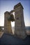 Ruins of an ancient city on the sea at sunset. The bell of Chersonesos.