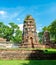 Ruins of ancient city and temples Ayutthaya, Thailand. Old kingdom of Siam. Summer day with blue sky. Famous tourist destination,