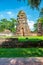 Ruins of ancient city and temples Ayutthaya, Thailand. Old kingdom of Siam. Summer day with blue sky. Famous tourist destination,