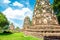 Ruins of ancient city and temples Ayutthaya, Thailand. Old kingdom of Siam. Summer day with blue sky. Famous tourist destination,