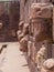 Ruins of the ancient city of Tiwanaku, Bolivia, faces view