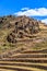 Ruins of ancient Incan citadel with terraces on the mountain, P