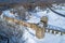 The ruins of the ancient Koporye  fortress aerial photography