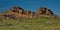 The ruins of the ancient mountains in the midst of the vast steppes of Kazakhstan