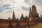 Ruins of ancient pagoda made of old red bricks