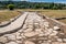 Ruins of an ancient Roman road in the archeological Gallo-Roman site of Saint Romain en Gal France