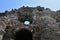 Ruins of an ancient Roman structure of hewn stone blocks