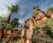 Ruins of ancient stupas of Shwe Indein Pagoda over blue sky. Myanmar Burma