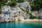 Ruins of the ancient sunken Lycian underwater city of Dolichiste on the island of Kekova. Attraction of the