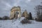 The ruins of the ancient Trinity Church. Leningrad region, Russia