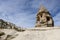 Ruins of ancient volcanic rock cave church, Cappadocian landmark