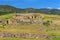 Ruins of the antique amphitheatre in Hierapolis, Pamukkale, Turkey. Panoramic view