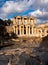 Ruins of antique city of Ephesus with Library of Celsus