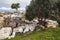 Ruins in the archaeological site of Eleusis, Attica, Greece