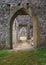 Ruins of arched entrances leading to Great Hall of The Old Rectory, Warton, Lancashire, UK