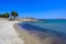 Ruins of the Basilica St. Stefanos in front of beautiful Island Kastri - beautiful coast scenery of Kos, Greece