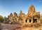 Ruins of Bayon temple in Angkor Thom in evening sun, Cambodia