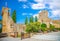 Ruins of Bellapais Abbey monastery stone building in Kyrenia Girne district