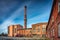 Ruins of a brick sugar factory in Pruszcz GdaÅ„ski in winter, Poland