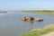 Ruins of bricks building in the lagoon, Comacchio, Italy