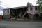 The ruins of a building destroyed by old age near the highway