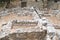 Ruins of buildings in Knossos archeological site on Crete