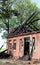 Ruins of a burnt-out house after a fire