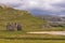 Ruins of Castle Ardvreck farm, Scotland.