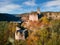 The ruins of castle Cabrad on Krupinska planina plateau during autumn