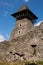 Ruins of Castle Nevytske in Transcarpathian region. Main keep tower donjon