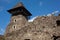 Ruins of Castle Nevytske in Transcarpathian region. Main keep tower donjon