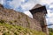 Ruins of Castle Nevytske in Transcarpathian region. Main keep tower donjon