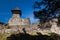 Ruins of Castle Nevytske in Transcarpathian region. Main keep tower (donjon