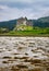 Ruins of Castle Tioram during low tide. Loch Moidart, Lochaber, Scotland.