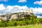 ruins of castle in Vaison-la-Romaine with vineyard, Provence, Fr