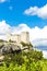 ruins of castle in Vaison-la-Romaine with vineyard, Provence, Fr