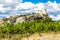 ruins of castle in Vaison-la-Romaine with vineyard, Provence, Fr