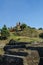 Ruins of Cholula pyramid with Church of Our Lady of Remedies at