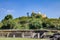 Ruins of Cholula pyramid with Church of Our Lady of Remedies at the top of it - Cholula, Puebla, Mexico