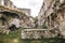 Ruins of Chortkiv castle, Ukraine. Old ruin brick walls of medieval castle, historical defence fortress in Europe.  Aged stone