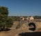 Ruins of the church `Santa Maria do Castelo` and ruined wall arch