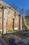 Ruins and column in archeological area of Philippi, Greece